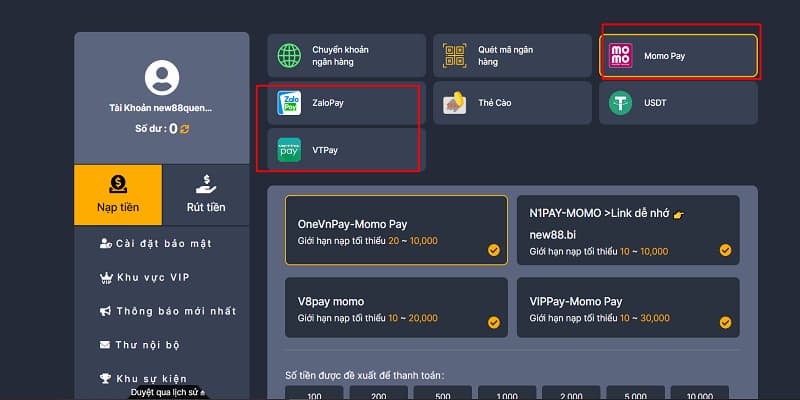 Nạp Tiền New88 3 Nhiều loại ví điện tử để anh em chuyển tiền nhanh nhất